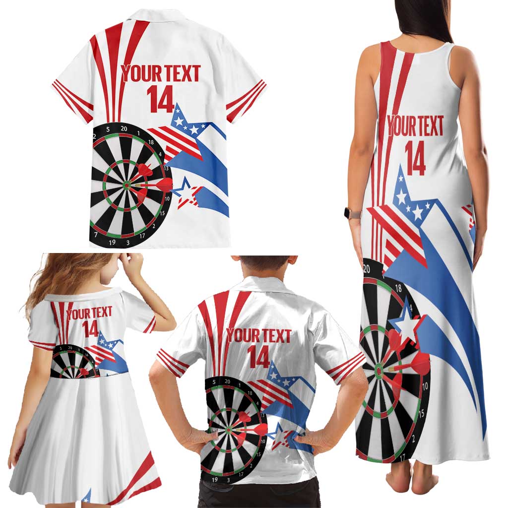 Custom United States Darts Family Matching Tank Maxi Dress and Hawaiian Shirt USA Go Champions