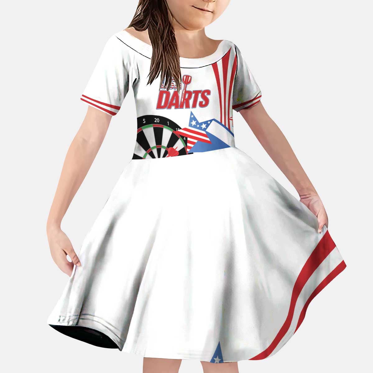 Custom United States Darts Kid Short Sleeve Dress USA Go Champions