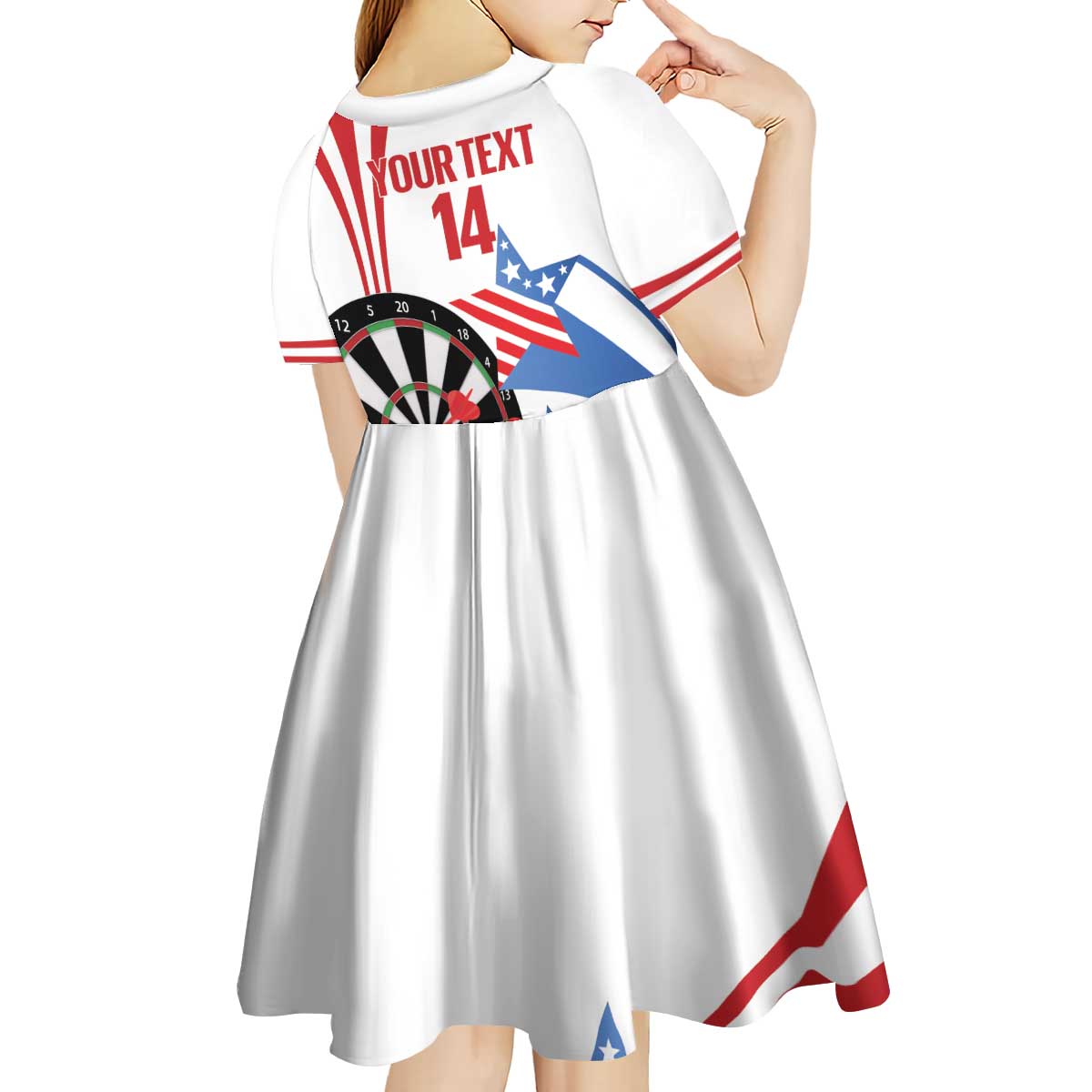 Custom United States Darts Kid Short Sleeve Dress USA Go Champions