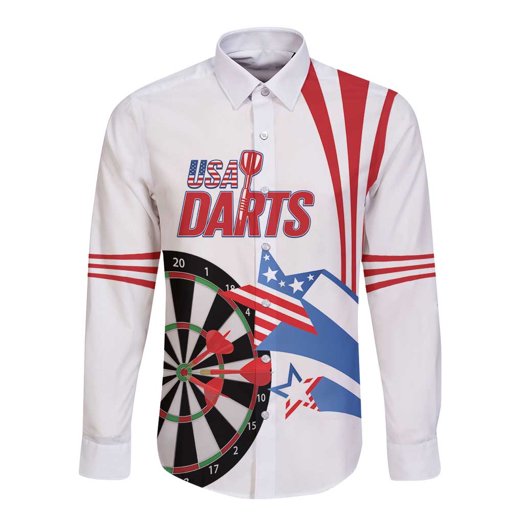 Custom United States Darts Long Sleeve Button Shirt USA Go Champions