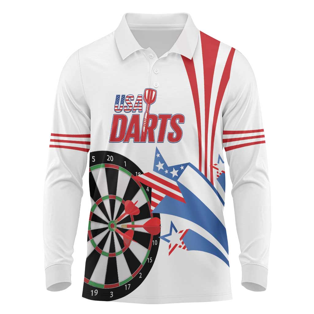Custom United States Darts Long Sleeve Polo Shirt USA Go Champions