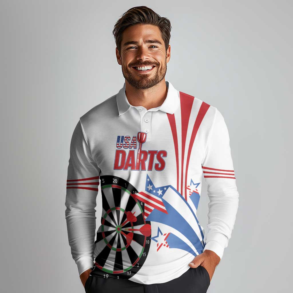 Custom United States Darts Long Sleeve Polo Shirt USA Go Champions
