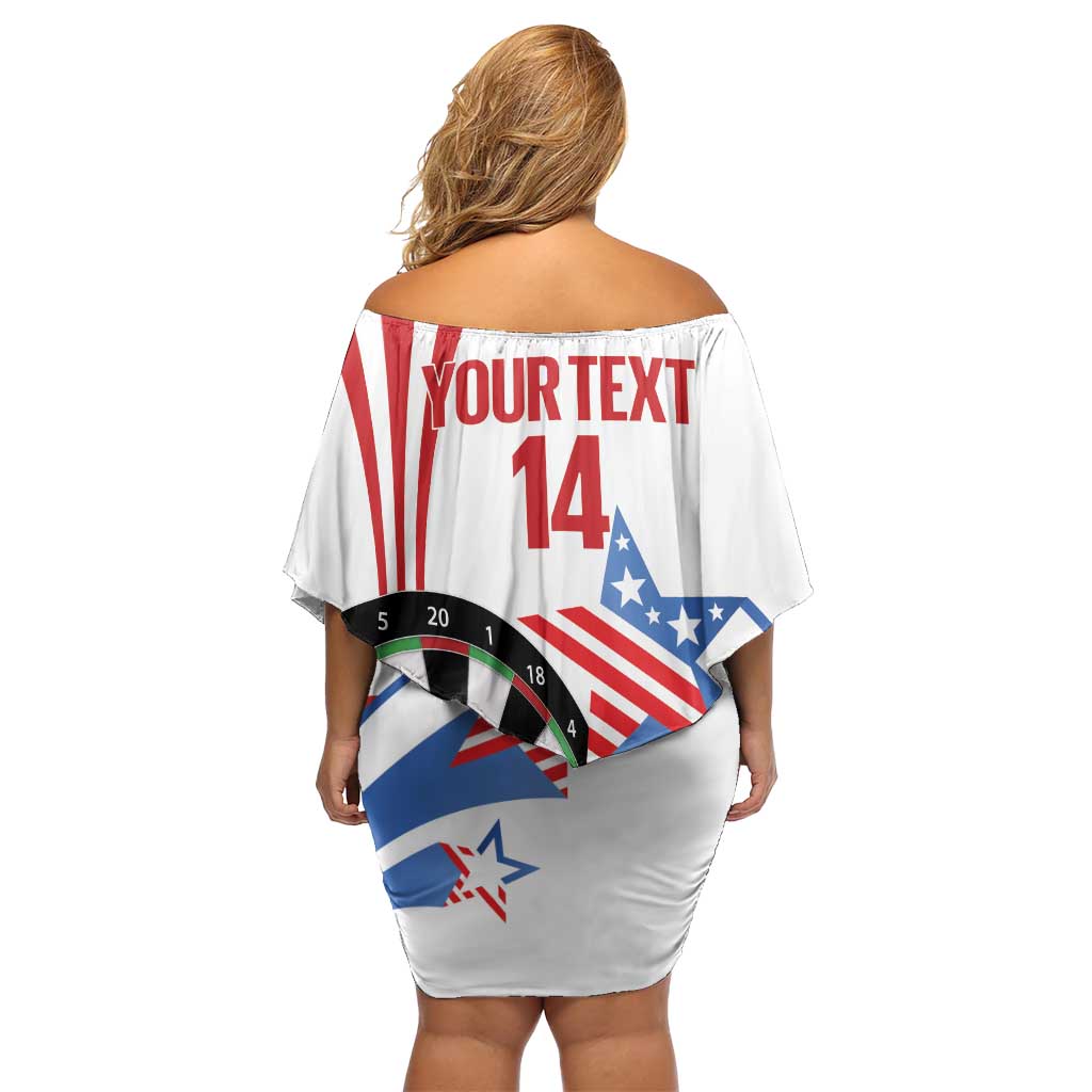 Custom United States Darts Off Shoulder Short Dress USA Go Champions
