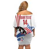 Custom United States Darts Off Shoulder Short Dress USA Go Champions