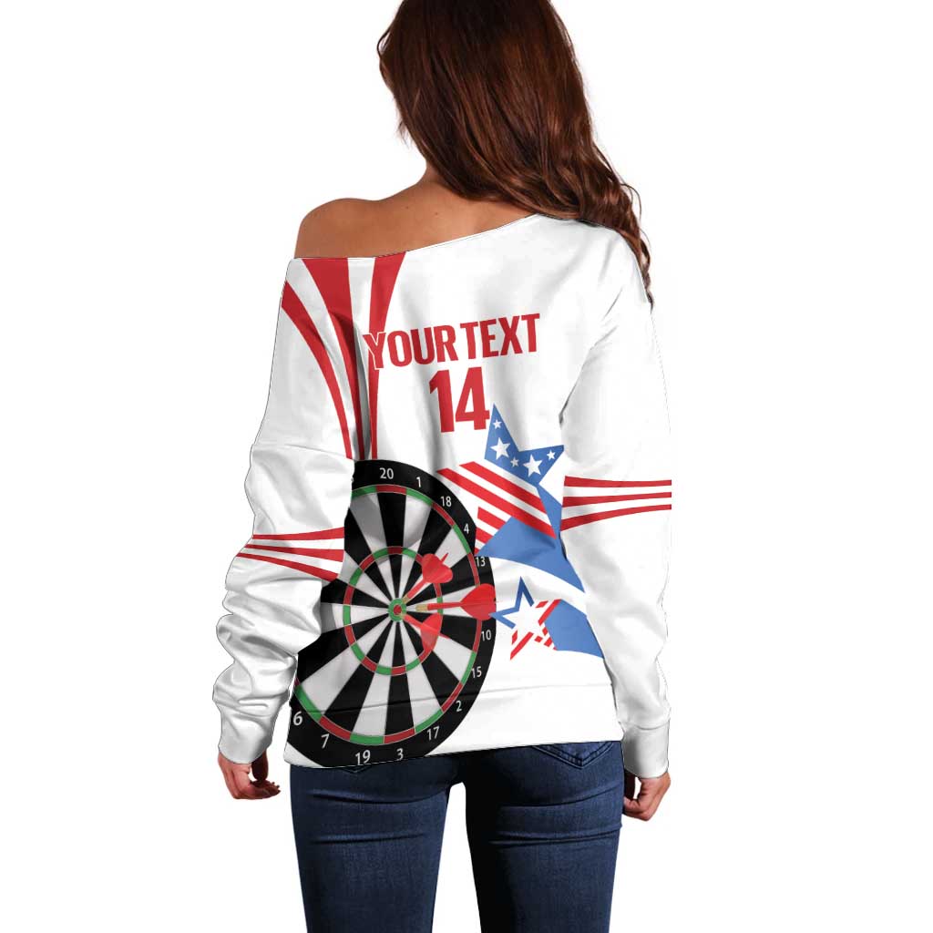Custom United States Darts Off Shoulder Sweater USA Go Champions