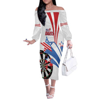 Custom United States Darts Off The Shoulder Long Sleeve Dress USA Go Champions