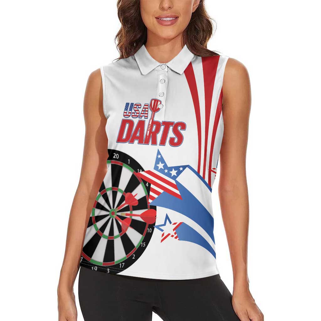 Custom United States Darts Women Sleeveless Polo Shirt USA Go Champions
