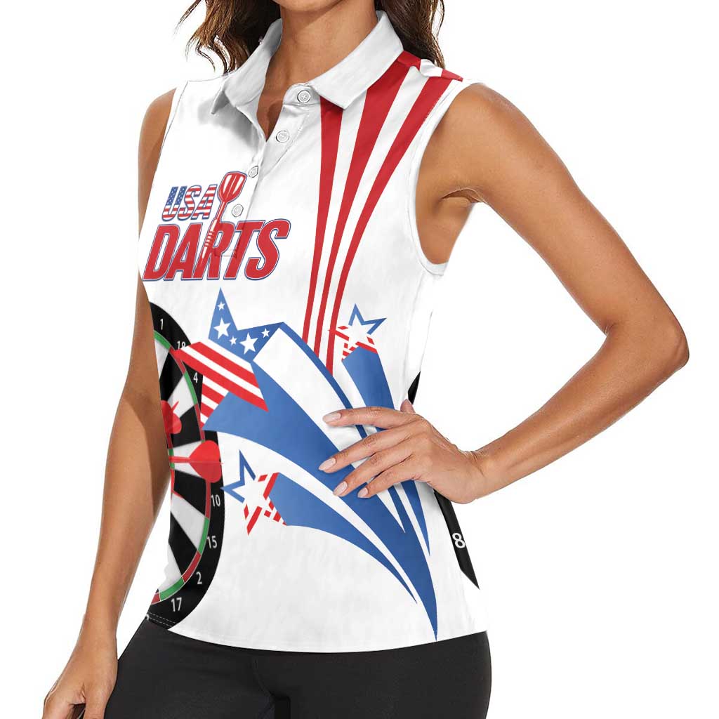 Custom United States Darts Women Sleeveless Polo Shirt USA Go Champions