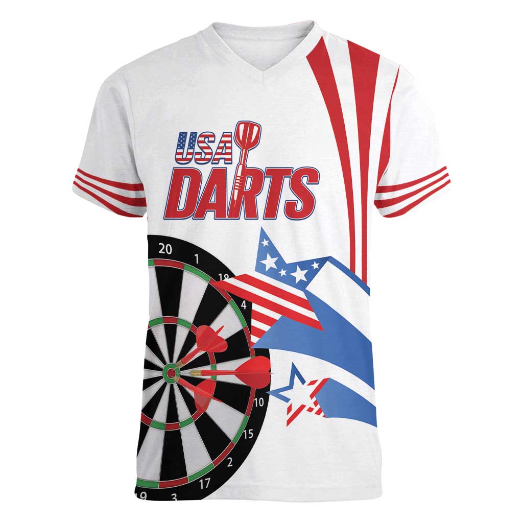 Custom United States Darts Women V-Neck T-Shirt USA Go Champions