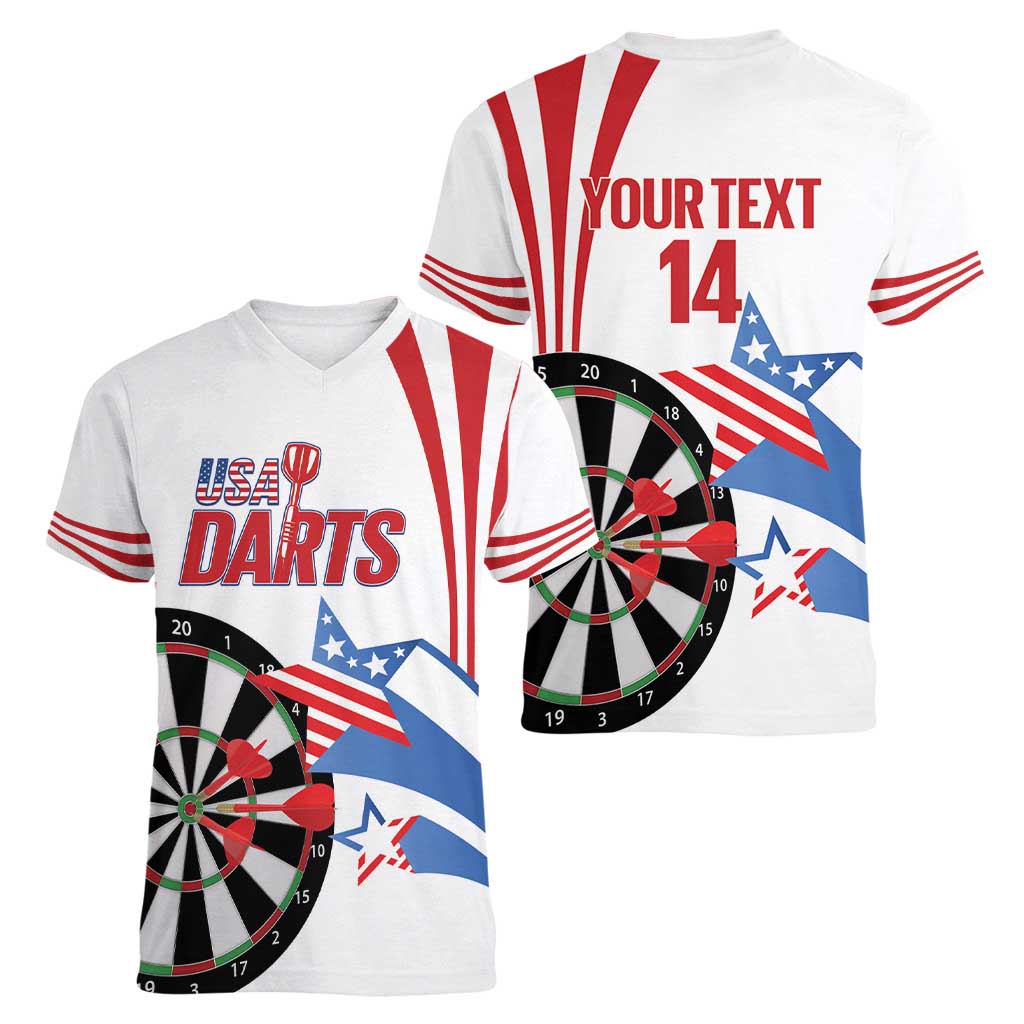 Custom United States Darts Women V-Neck T-Shirt USA Go Champions