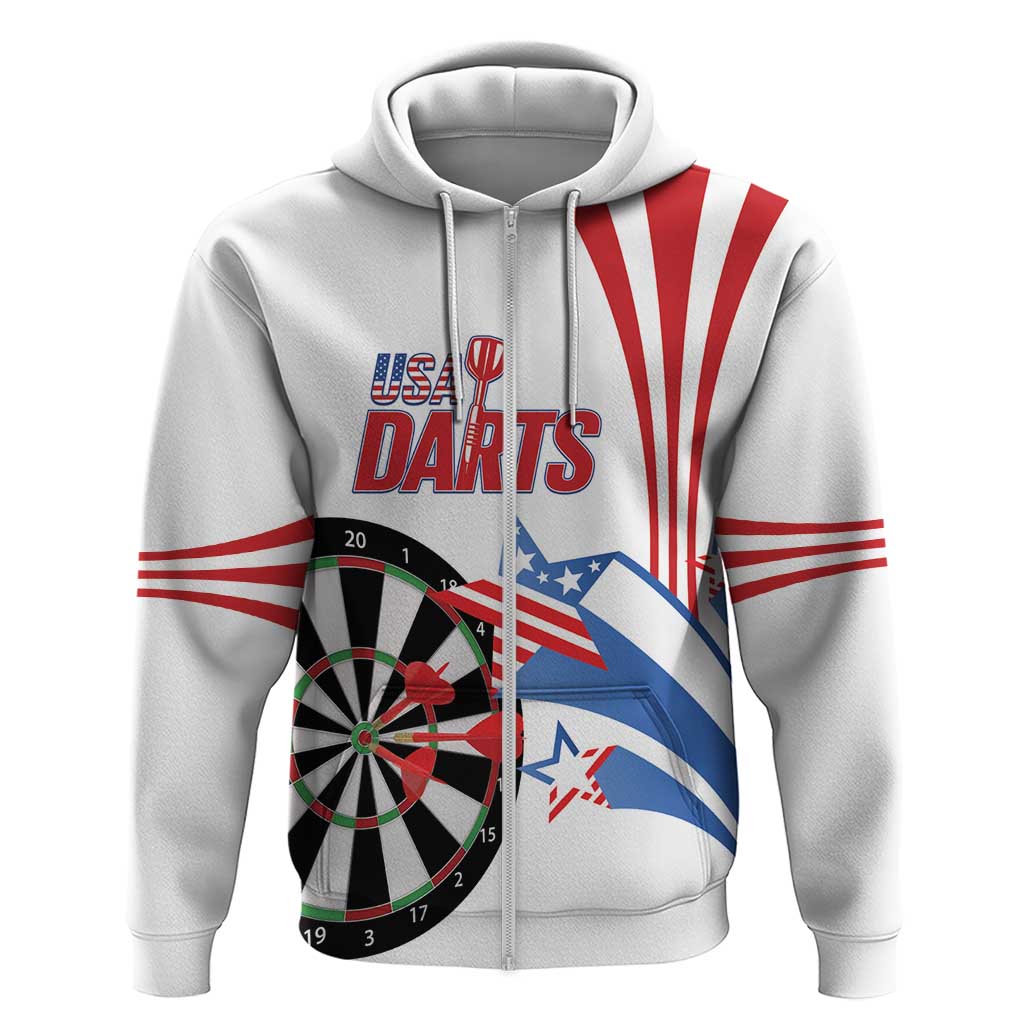 Custom United States Darts Zip Hoodie USA Go Champions
