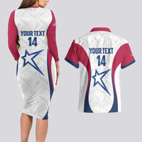 Custom United States Darts Couples Matching Long Sleeve Bodycon Dress and Hawaiian Shirt Come On USA Curve Style
