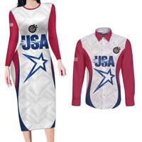 Custom United States Darts Couples Matching Long Sleeve Bodycon Dress and Long Sleeve Button Shirt Come On USA Curve Style