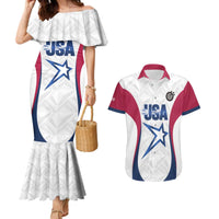 Custom United States Darts Couples Matching Mermaid Dress and Hawaiian Shirt Come On USA Curve Style
