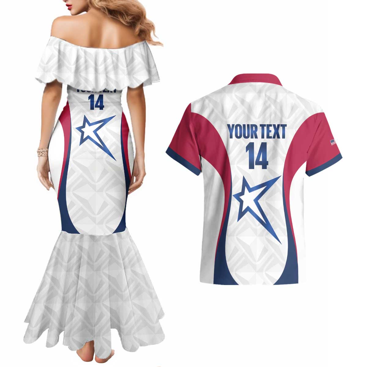 Custom United States Darts Couples Matching Mermaid Dress and Hawaiian Shirt Come On USA Curve Style