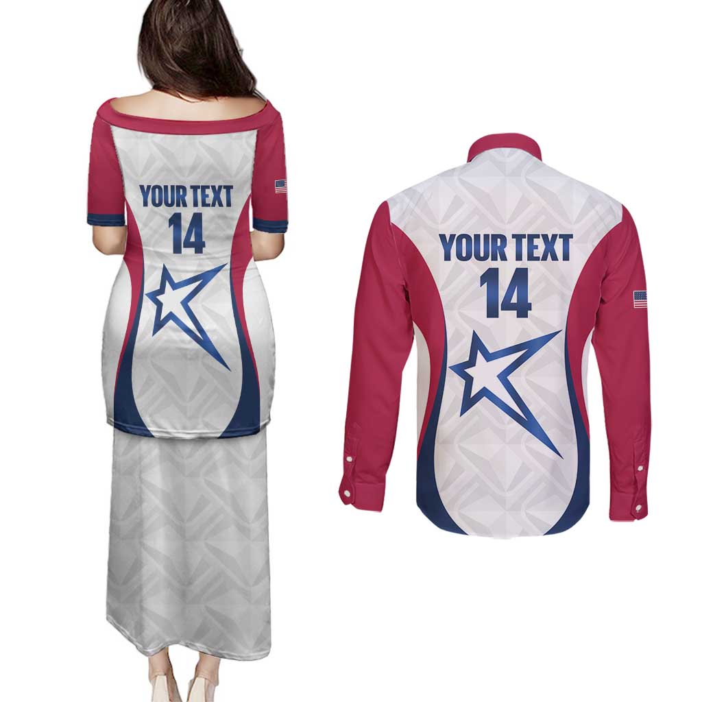 Custom United States Darts Couples Matching Puletasi and Long Sleeve Button Shirt Come On USA Curve Style