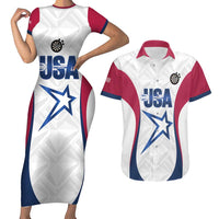 Custom United States Darts Couples Matching Short Sleeve Bodycon Dress and Hawaiian Shirt Come On USA Curve Style