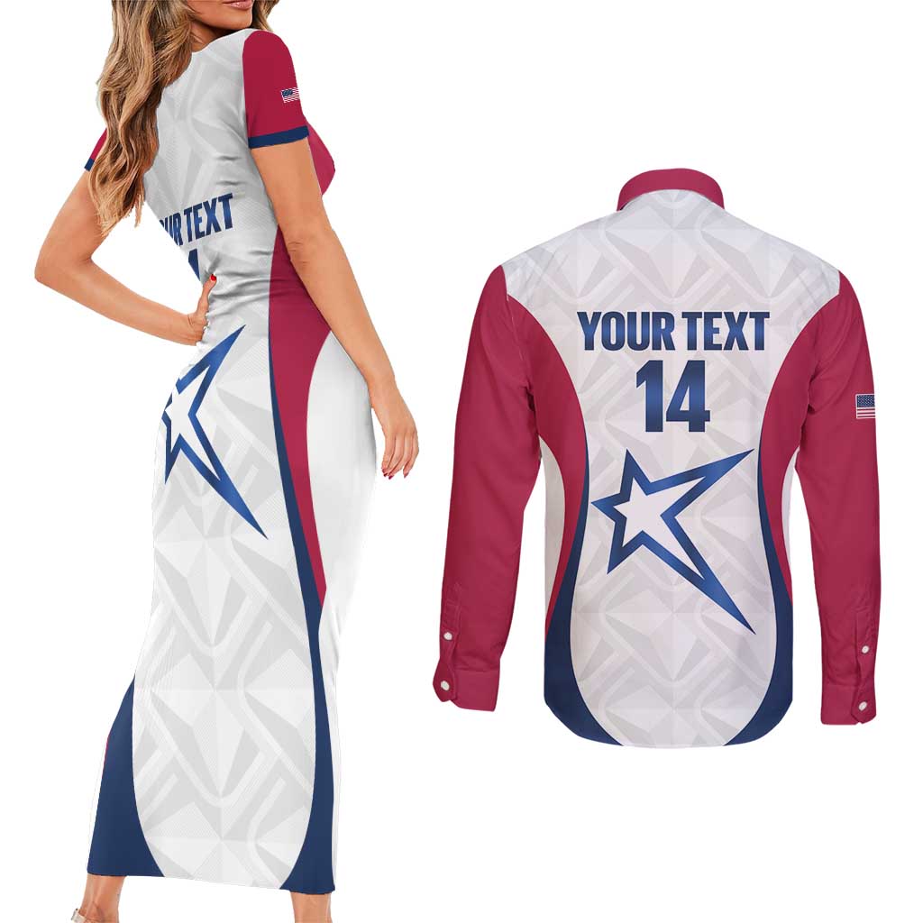Custom United States Darts Couples Matching Short Sleeve Bodycon Dress and Long Sleeve Button Shirt Come On USA Curve Style