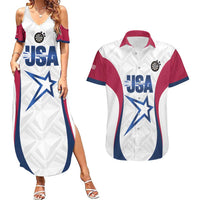 Custom United States Darts Couples Matching Summer Maxi Dress and Hawaiian Shirt Come On USA Curve Style