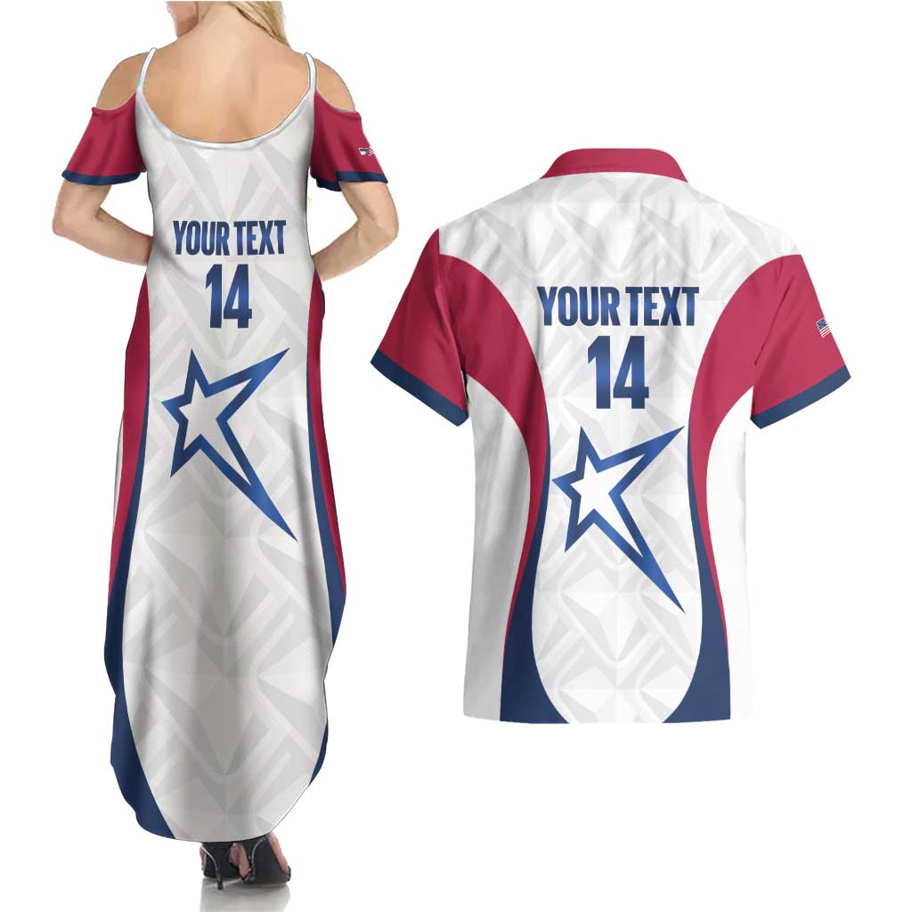 Custom United States Darts Couples Matching Summer Maxi Dress and Hawaiian Shirt Come On USA Curve Style