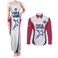 Custom United States Darts Couples Matching Tank Maxi Dress and Long Sleeve Button Shirt Come On USA Curve Style