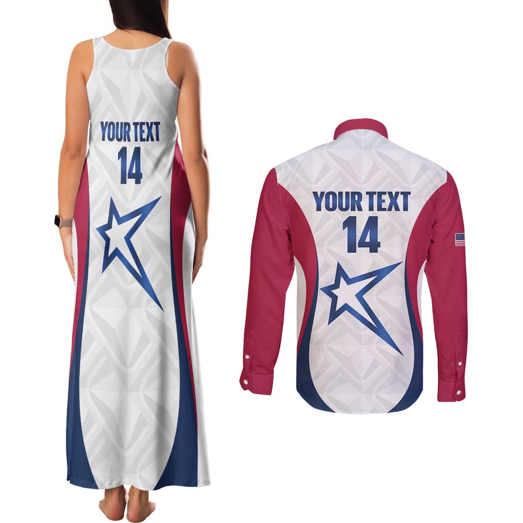 Custom United States Darts Couples Matching Tank Maxi Dress and Long Sleeve Button Shirt Come On USA Curve Style