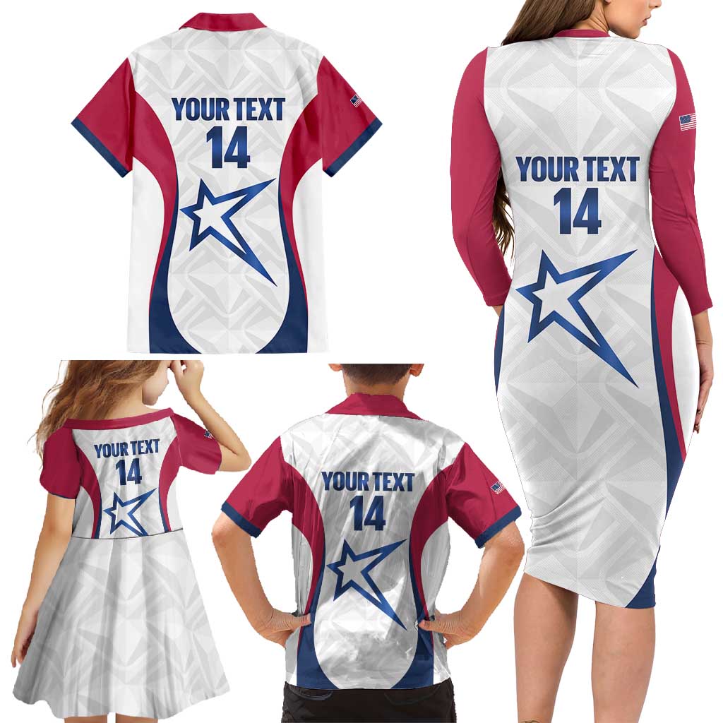 Custom United States Darts Family Matching Long Sleeve Bodycon Dress and Hawaiian Shirt Come On USA Curve Style