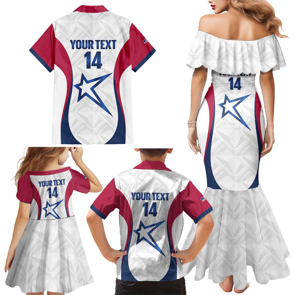 Custom United States Darts Family Matching Mermaid Dress and Hawaiian Shirt Come On USA Curve Style