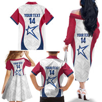 Custom United States Darts Family Matching Off The Shoulder Long Sleeve Dress and Hawaiian Shirt Come On USA Curve Style