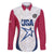 Custom United States Darts Family Matching Off The Shoulder Long Sleeve Dress and Hawaiian Shirt Come On USA Curve Style