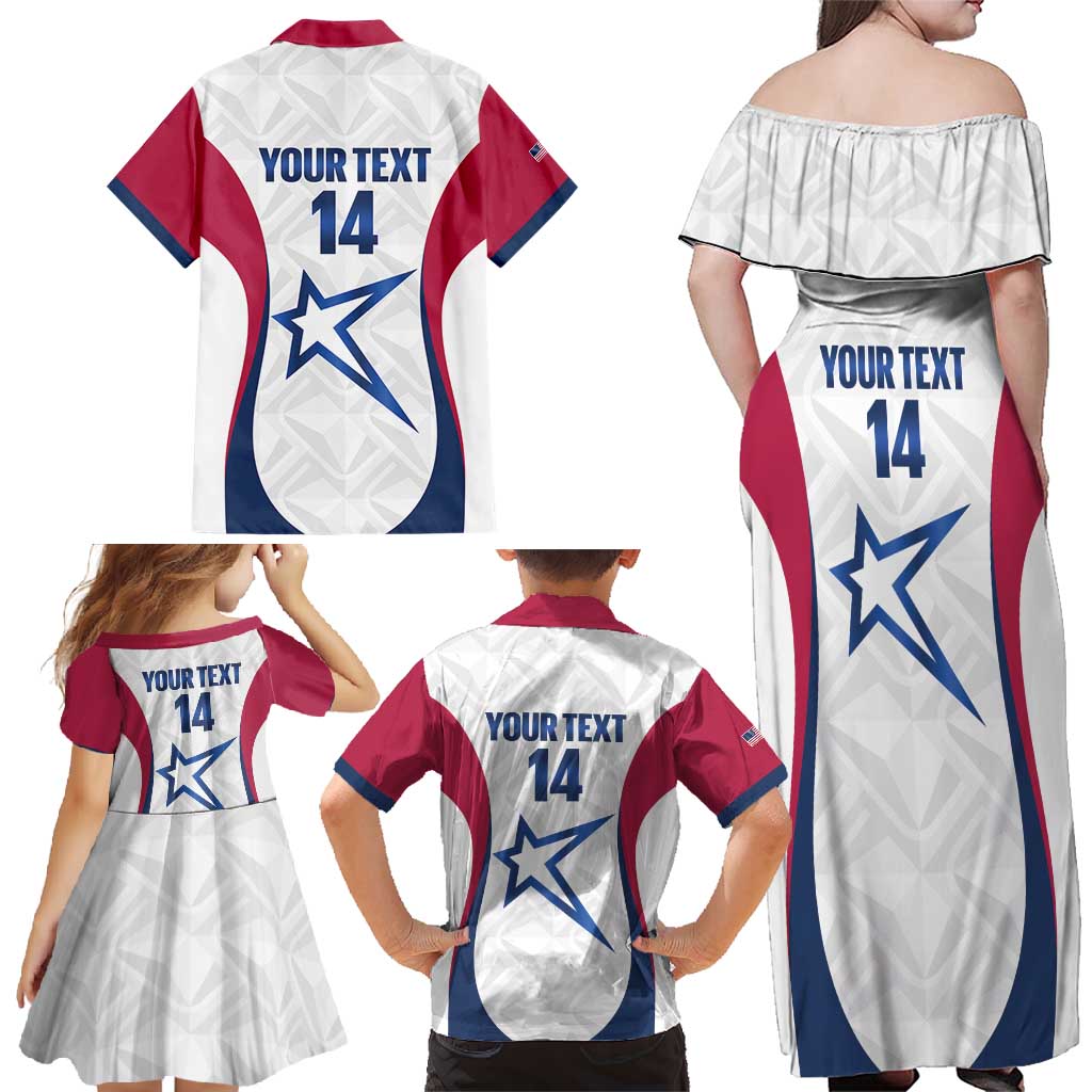 Custom United States Darts Family Matching Off Shoulder Maxi Dress and Hawaiian Shirt Come On USA Curve Style