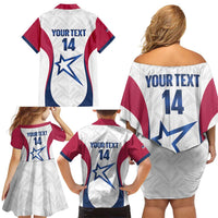 Custom United States Darts Family Matching Off Shoulder Short Dress and Hawaiian Shirt Come On USA Curve Style