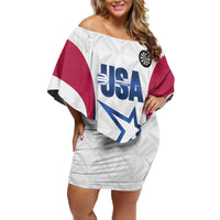 Custom United States Darts Family Matching Off Shoulder Short Dress and Hawaiian Shirt Come On USA Curve Style