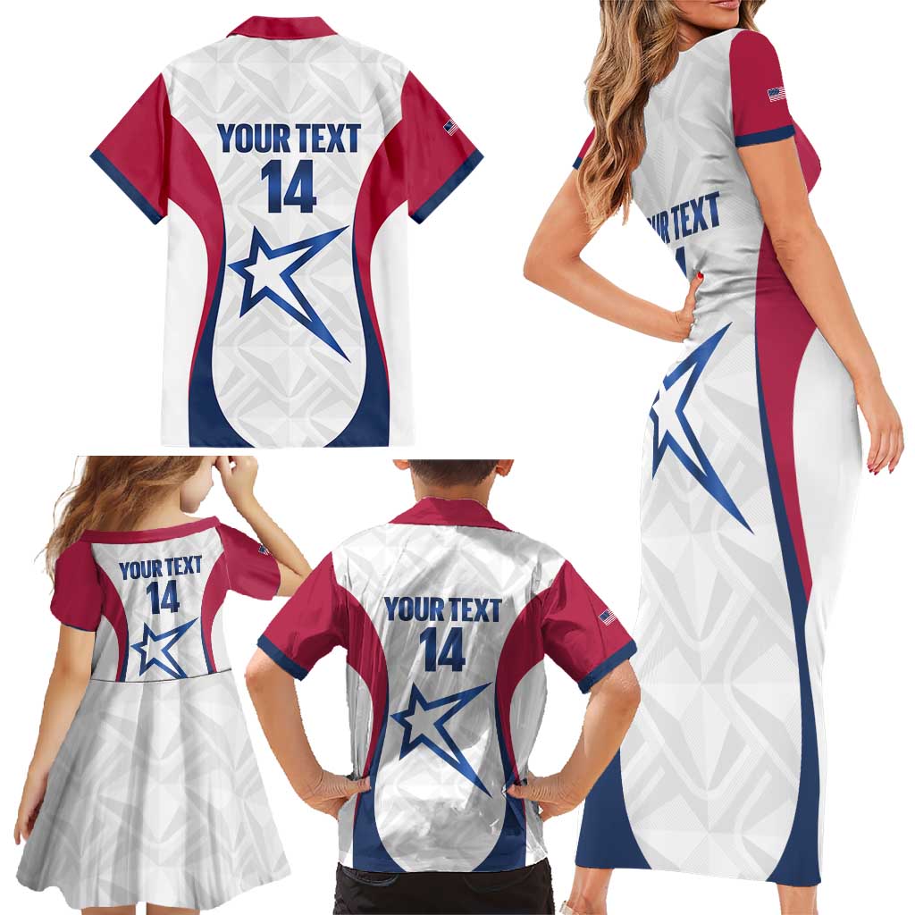 Custom United States Darts Family Matching Short Sleeve Bodycon Dress and Hawaiian Shirt Come On USA Curve Style