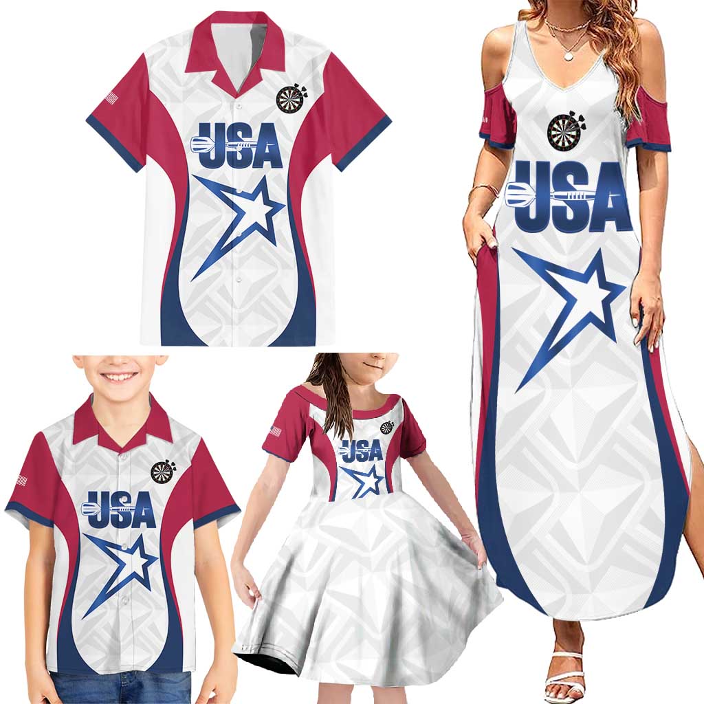Custom United States Darts Family Matching Summer Maxi Dress and Hawaiian Shirt Come On USA Curve Style
