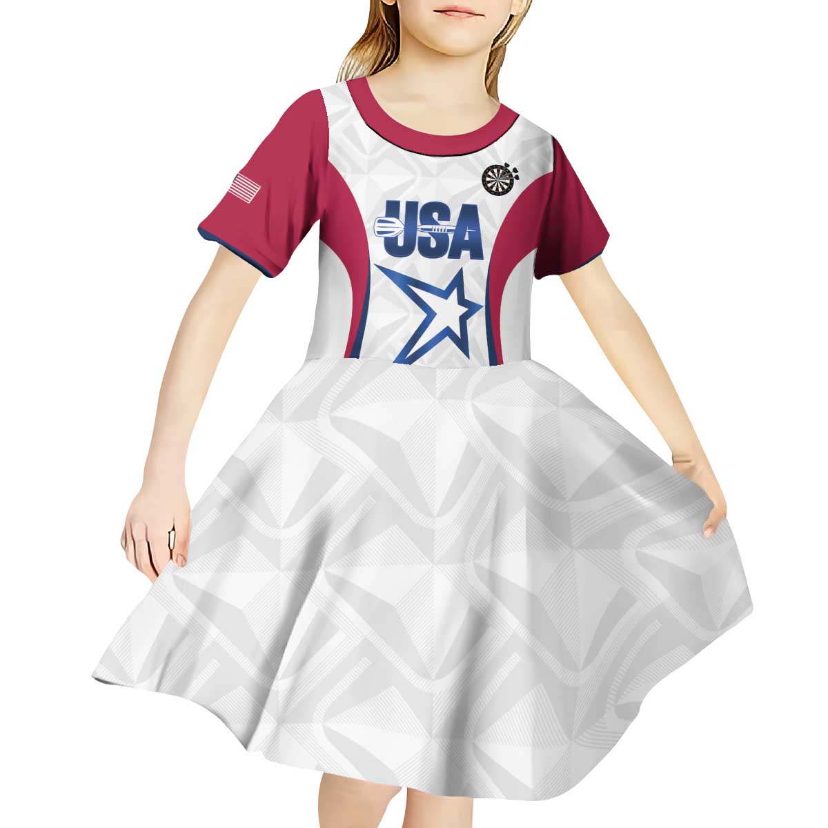 Custom United States Darts Kid Short Sleeve Dress Come On USA Curve Style