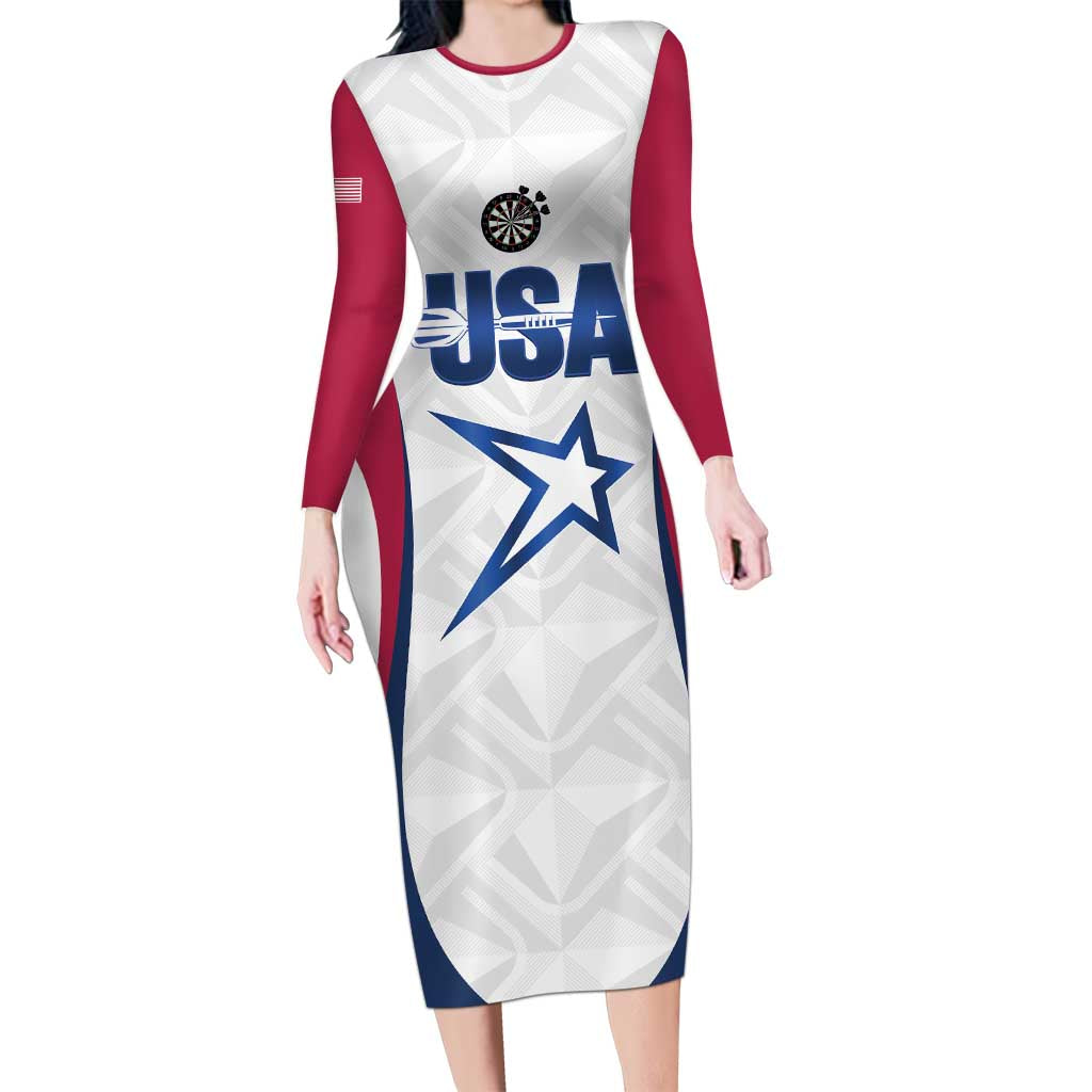 Custom United States Darts Long Sleeve Bodycon Dress Come On USA Curve Style