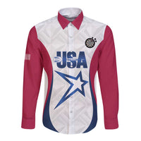 Custom United States Darts Long Sleeve Button Shirt Come On USA Curve Style