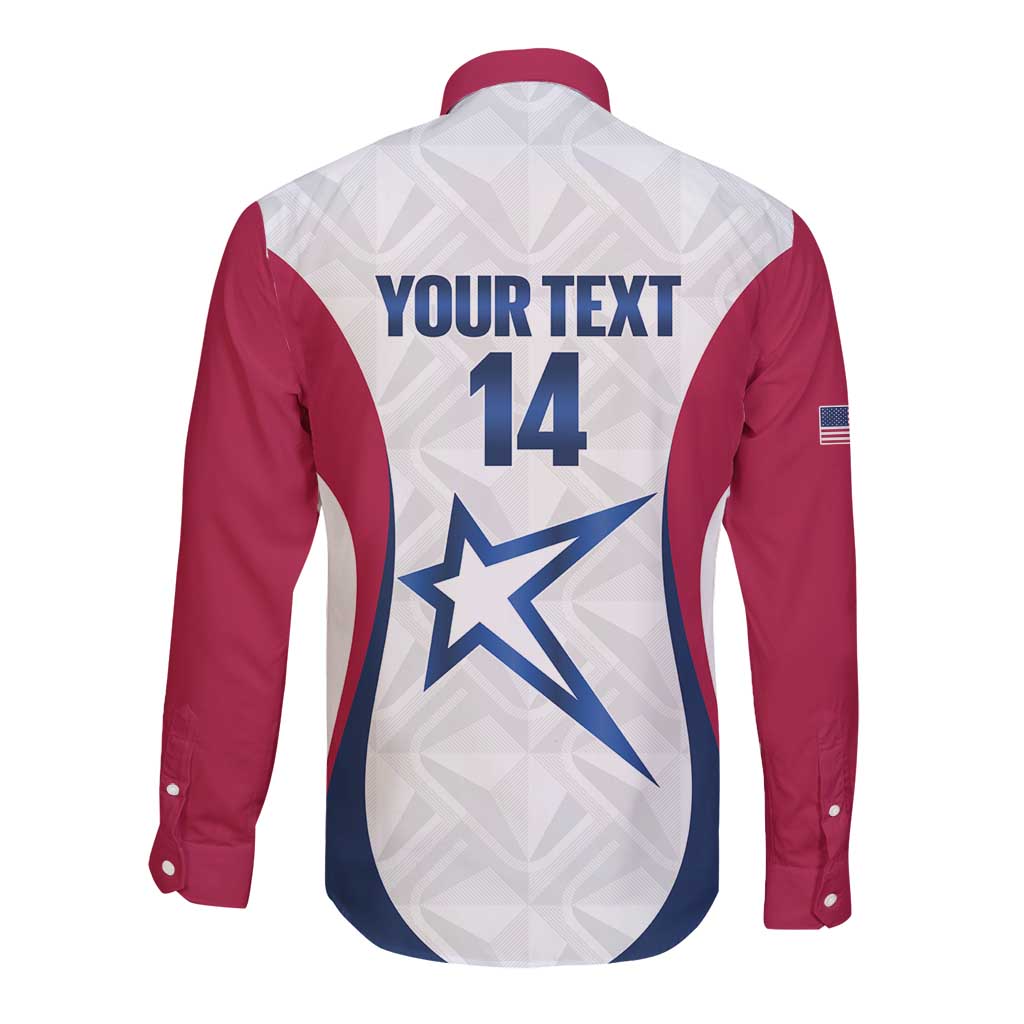 Custom United States Darts Long Sleeve Button Shirt Come On USA Curve Style