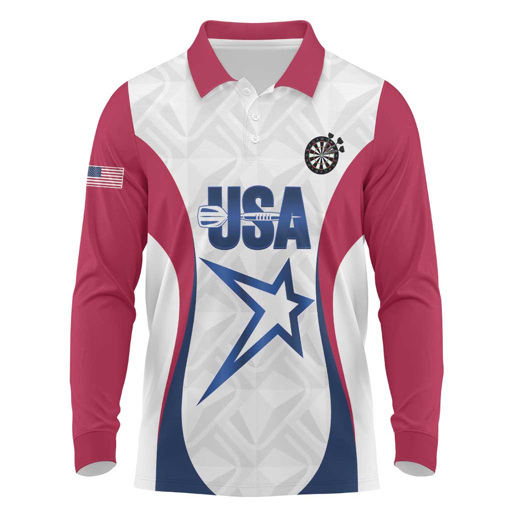 Custom United States Darts Long Sleeve Polo Shirt Come On USA Curve Style