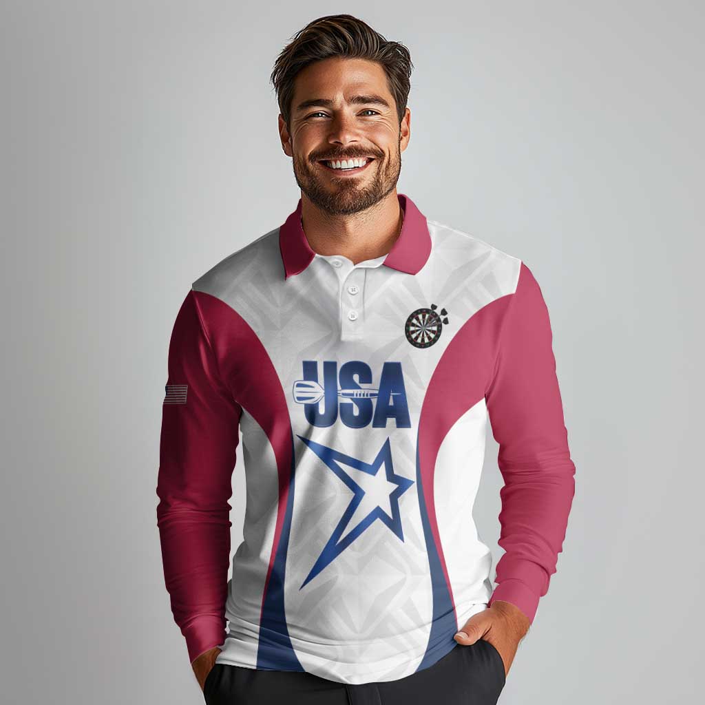 Custom United States Darts Long Sleeve Polo Shirt Come On USA Curve Style