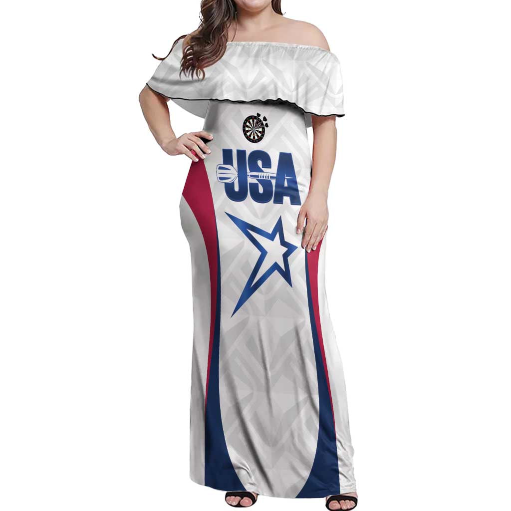 Custom United States Darts Off Shoulder Maxi Dress Come On USA Curve Style