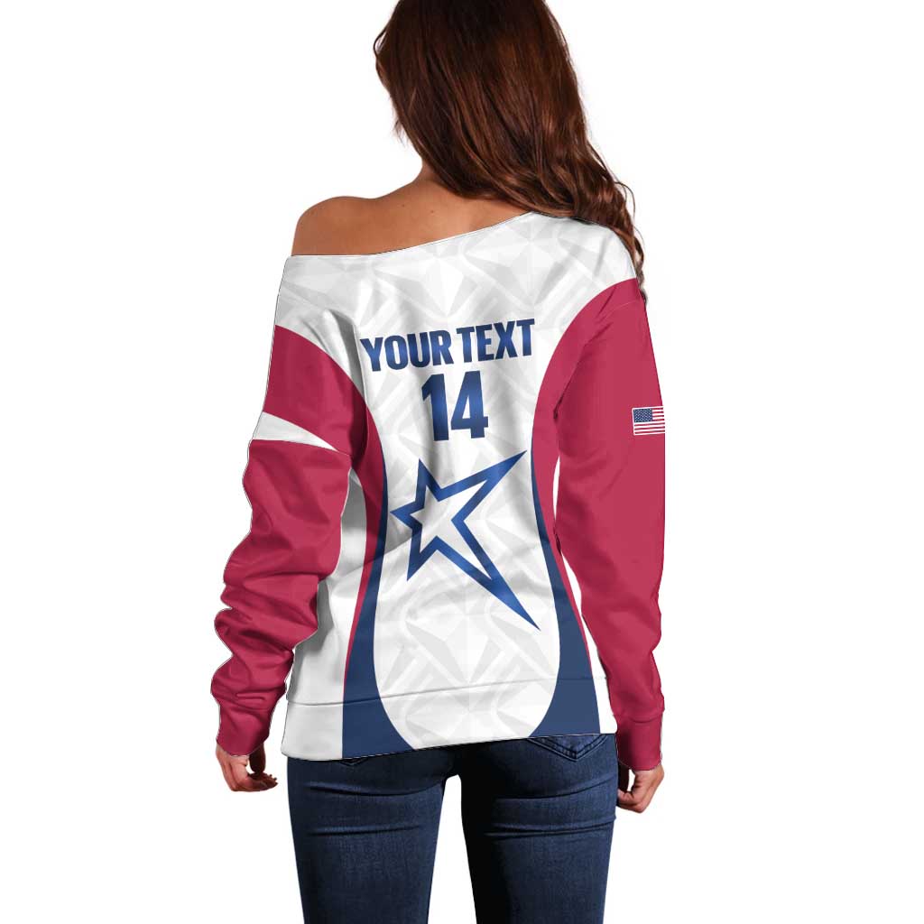 Custom United States Darts Off Shoulder Sweater Come On USA Curve Style
