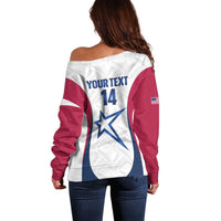 Custom United States Darts Off Shoulder Sweater Come On USA Curve Style