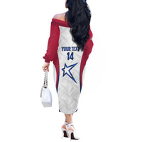 Custom United States Darts Off The Shoulder Long Sleeve Dress Come On USA Curve Style