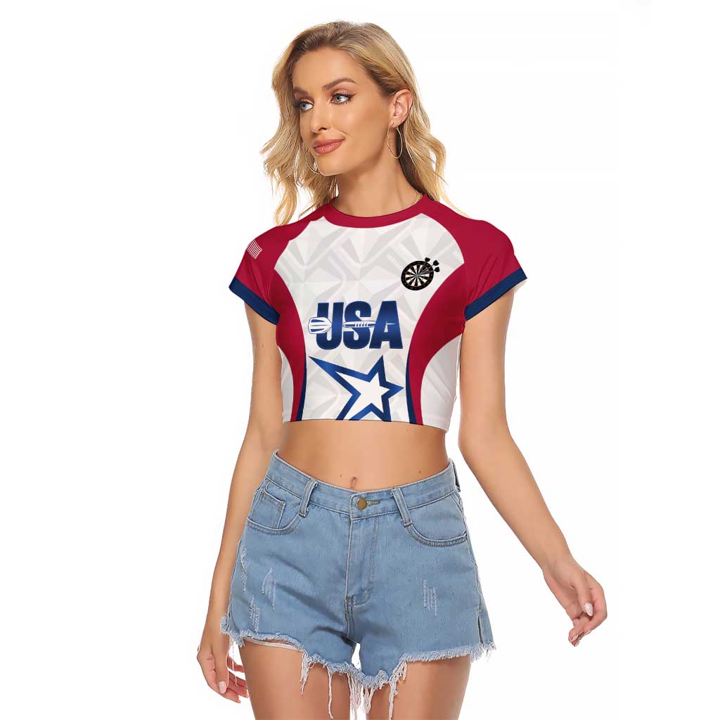 Custom United States Darts Raglan Cropped T Shirt Come On USA Curve Style