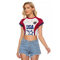 Custom United States Darts Raglan Cropped T Shirt Come On USA Curve Style