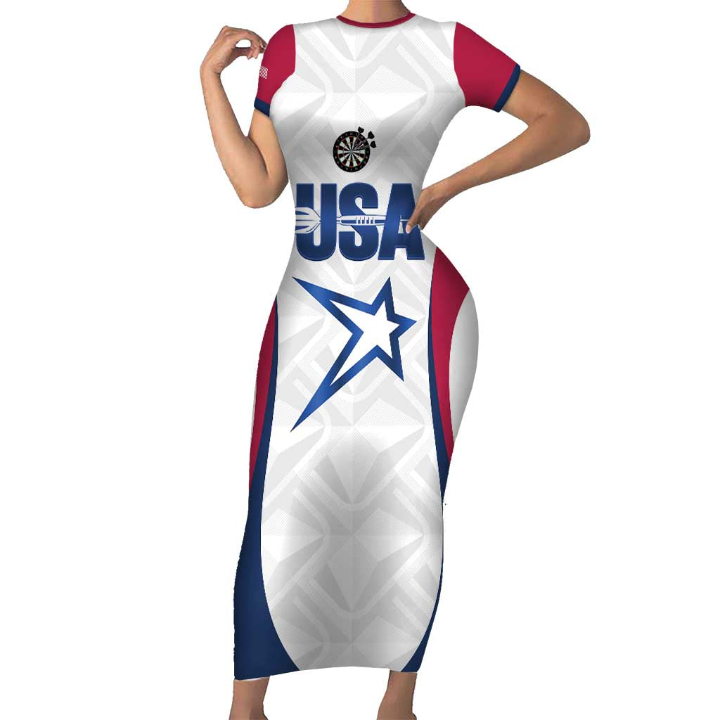 Custom United States Darts Short Sleeve Bodycon Dress Come On USA Curve Style