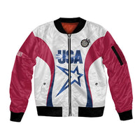 Custom United States Darts Sleeve Zip Bomber Jacket Come On USA Curve Style