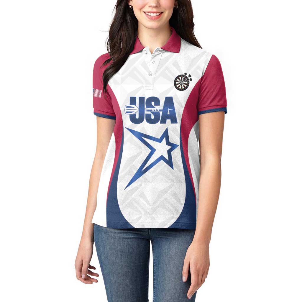 Custom United States Darts Women Polo Shirt Come On USA Curve Style